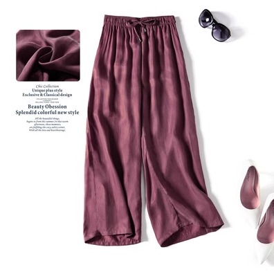 Heavyweight Real Copper Ammonia Silk Loose High-Waisted Drapey Wide-Leg Pants That Make You Look Taller and Slimmer, Women's Summer Cropped/Ankle-Length Pants Heavyweight Real Copper Ammonia Silk Loose High-Waisted Drapey Wide-Leg Pants That Make You Look Taller and Slimmer, Women's Summer Cropped/Ankle-Length Pants