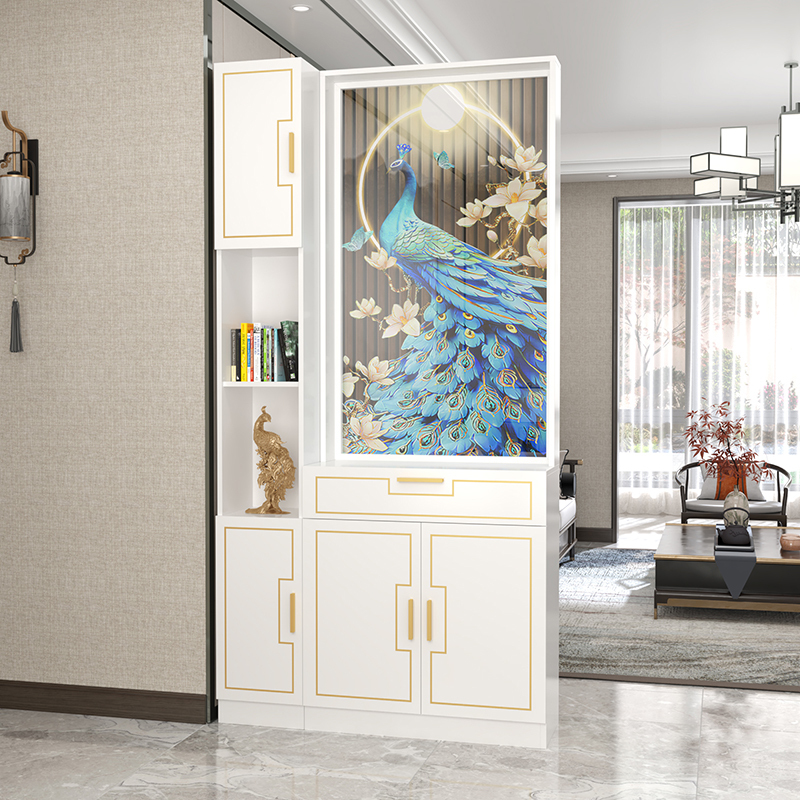 Modern Minimalist Light Luxury Entrance Hall Cabinet with Screen, Partition, and Storage Shelf for Blocking View in the Living Room