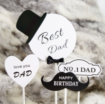 Fathers Day Birthday cake decoration decoration card row male god father happy beard Grandfather birthday public creative candle