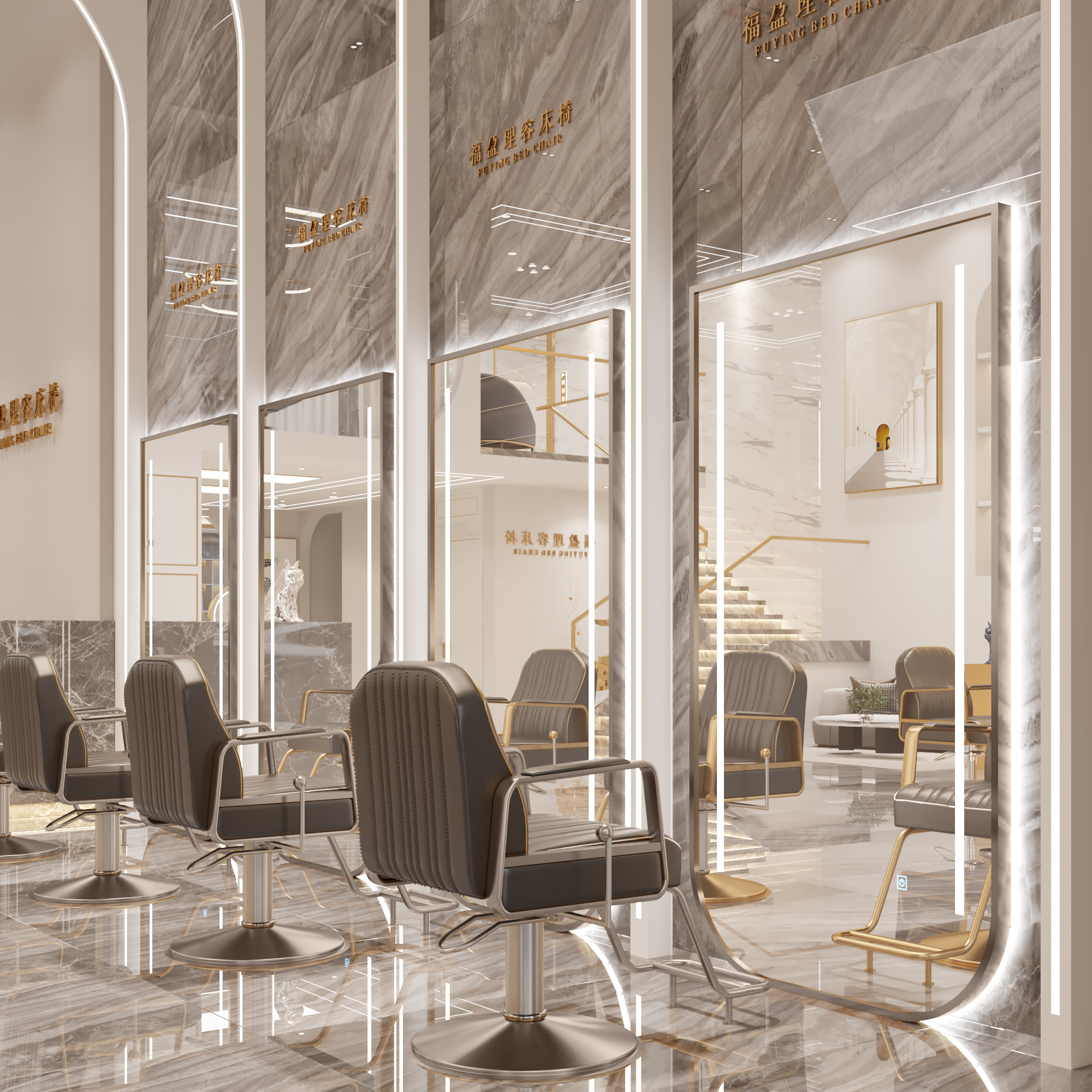 Barber Shop Mirror Desk Hair Mirror with Lamp Hair Salon Dedicated Floor Wall Hair Mirror Hair Mirror Hair Salon Perm Dye Single Sided Mirror