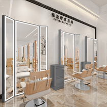 Net Red Barber Shop Mirror Salon Salon special hair cutting mirror with light landing tide haircut three fold mirror