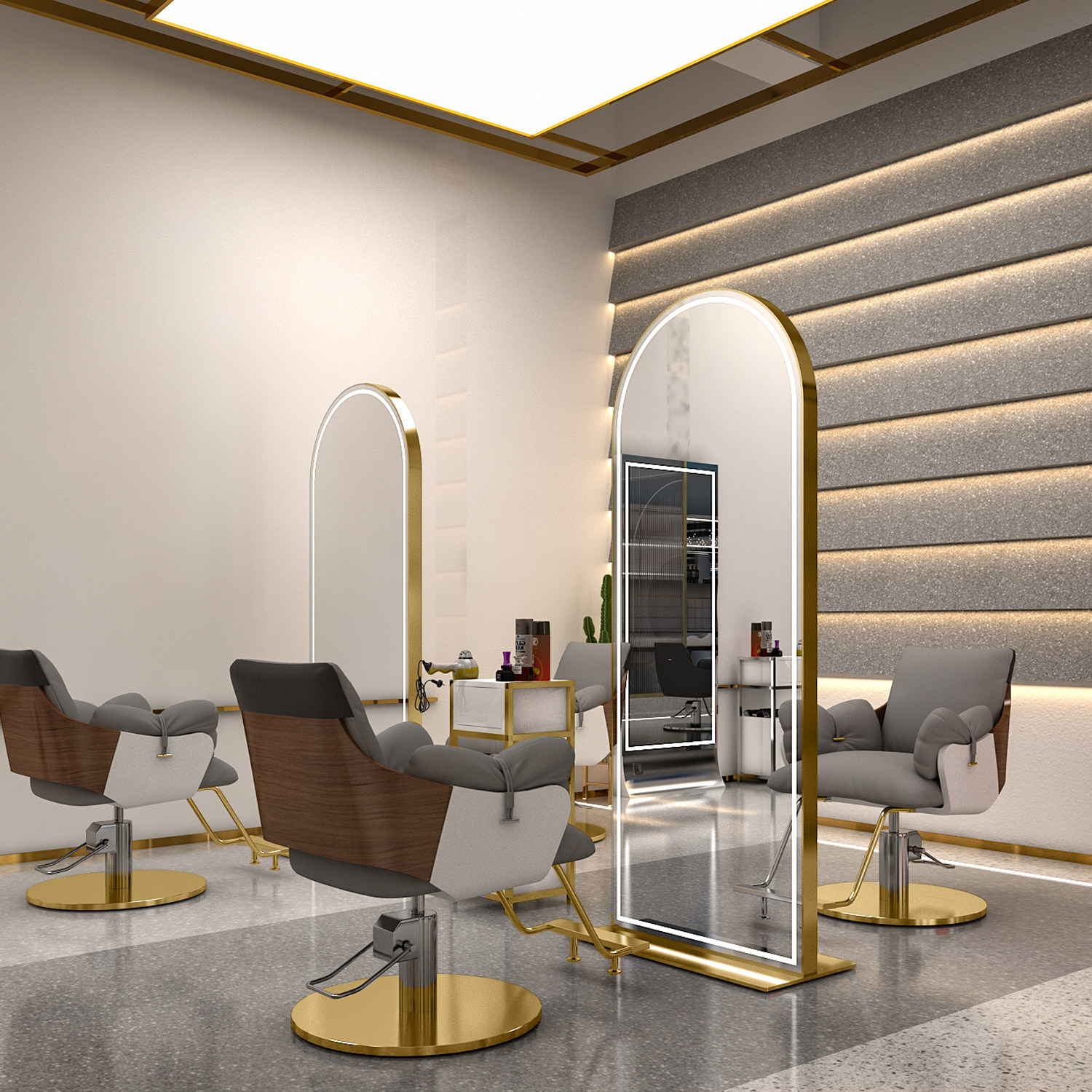 New lamp hair salon mirror net red hair mirror Hair salon special hot dye hair cutting single-sided double-sided floor-to-ceiling mirror