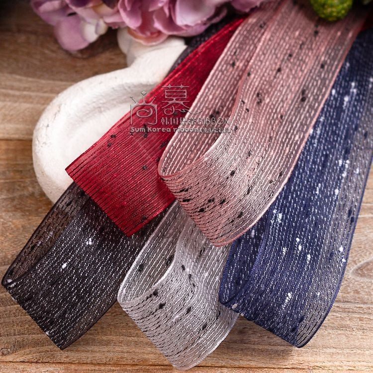 Colorful Transparent Striped Ribbon for Handmade DIY Packaging, Clothing, Straw Hats, Bow Ties, Fishing Line Net, Dotted Tulle Ribbon