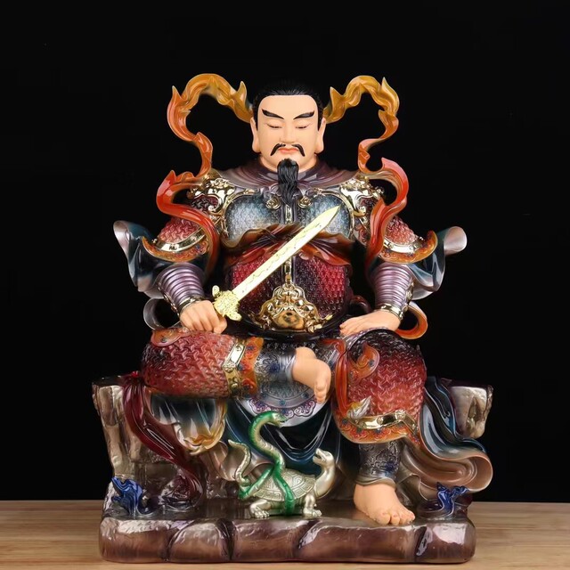 Resin Fiberglass Cast Bronze Statue of the God of War, Zhenwu, the True Martial Arts Master, the Thunder Master, and the Divine Emperor of Demonic Extermination