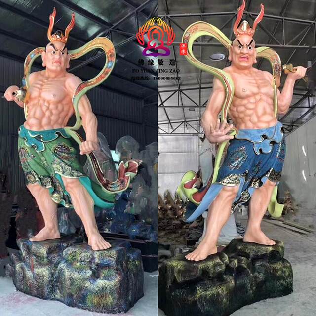 Humha Erjiang statue door god Vajra Hercules Buddha statue resin fiberglass wood carving cast copper stone carving ornaments