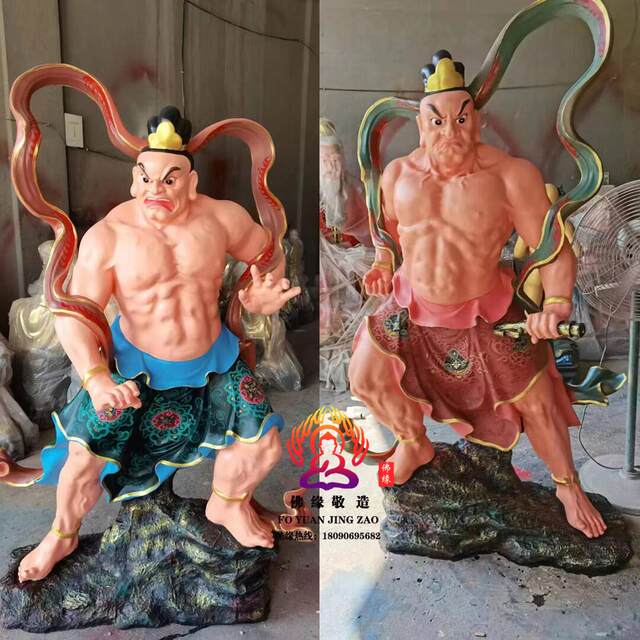 Humha Erjiang statue door god Vajra Hercules Buddha statue resin fiberglass wood carving cast copper stone carving ornaments