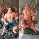 Humha Erjiang statue door god Vajra Hercules Buddha statue resin fiberglass wood carving cast copper stone carving ornaments