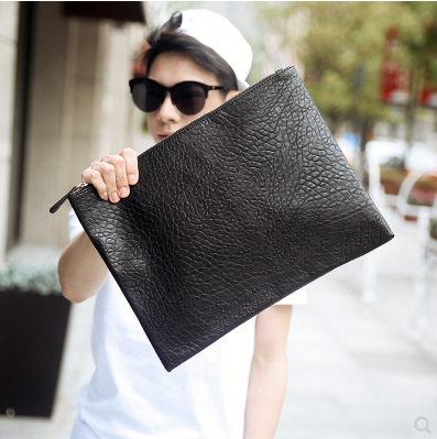 New Korean version of the men's bag trendy hand bag the American and American handbags A4 File Bae men and women envelopes bag ipad-Taobao