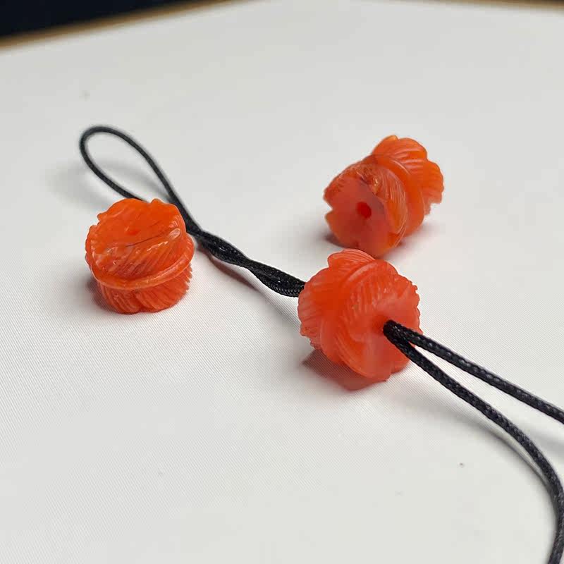 DIY аксессуары 晶心精艺 天然原矿南红羽毛隔片九口瓦西保山散珠满色满肉配饰