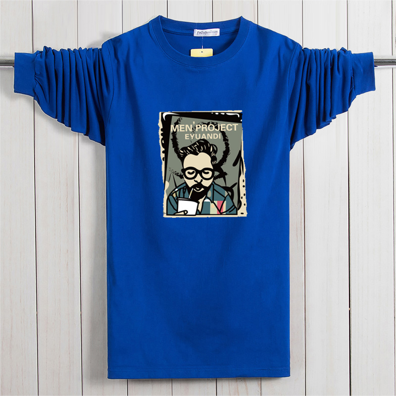Mùa xuân và mùa thu mới cho nam áo thun dài tay cộng với phân bón XL cotton tròn cổ trung niên quần lỏng nam áo thun ba lỗ
