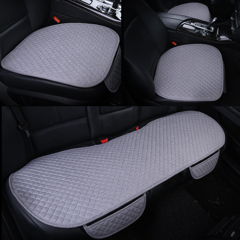 Summer car seat cushion autumn and winter new linen three-piece set single seat cushion breathable three-piece four seasons universal