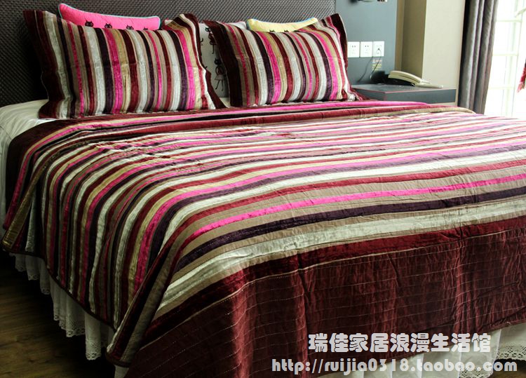 Mùa đông châu Âu sọc đơn giản quilting là ba mảnh dày gấp đôi trải giường cotton life trải giường mùa xuân và mùa thu được drap giuong