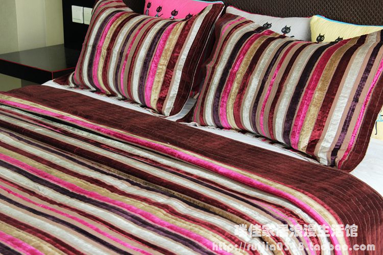 Mùa đông châu Âu sọc đơn giản quilting là ba mảnh dày gấp đôi trải giường cotton life trải giường mùa xuân và mùa thu được drap giuong