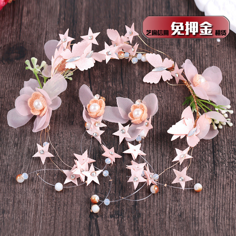 Rental Child Pink Headwear Rental Girl Powder Butterfly Hair Band Without Earrings Earrings Girl Star Ear Clip