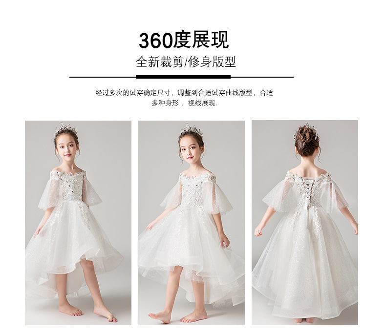 Công chúa cho thuê váy cô gái biểu diễn piano cho thuê cô gái cổ tích bướm tay áo một vai hoa cô gái - Váy trẻ em váy trẻ em 10 tuổi