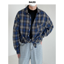 DAZO Korean version of casual plaid shirt male loose spring grit lining coat lins handsome 100 hitch