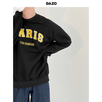 DAZO Spring sleeve headwear mens and womens loose 100 hitch student round collar blouses Korean version trend long sleeve undershirt