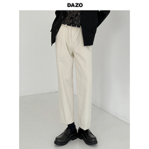 DAZO White Jeans Men Loose 90% casual pants Korean version Tide Straight Barrel Pants Men 100 hitch Pants Tide Cards