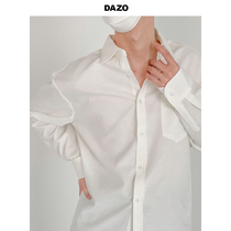 DAZO springtime pure color long sleeve shirt male loose 100 hitch of Korean version trendy outside wearing shirt Oxford spun Chains