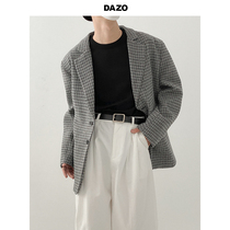 DAZO Thousand Birds Gaggi Suits Men Loose Handsome Fur Materials Coats Korean Version Trends Autumn And Winter Checkered Jackets