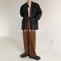 DAZO Korean version casual Western suit male pure color rufflet-handsome 100 hitch loose suit jacket uni-west blouse student trend