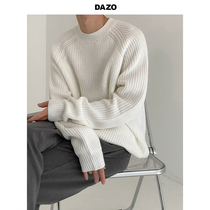 DAZO sweater male loose with lazy wind 100 hitch set head thickening needle weaselwear and autumn and winter round collar Korean version trend