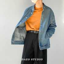 DAZO Vertical Collar Denim Jacket Male Loose Tide Trump Wear Jacket Retro Korean Version Trend Jacket Handsome 100 lap