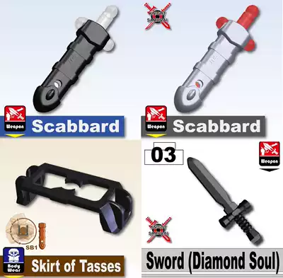 Toy Minifig cat Man Third Party Nepal Sabre Dagger Sheath Belt