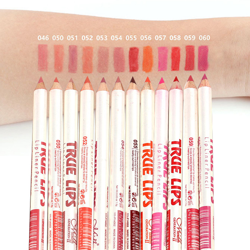 Người mới bắt đầu 12 Môi Lip Liner Set Lip Liner Không Thấm Nước Miễn Phí Bài Son Môi Bút Giữ Ẩm Không đánh dấu 	son bút chì màu 17	