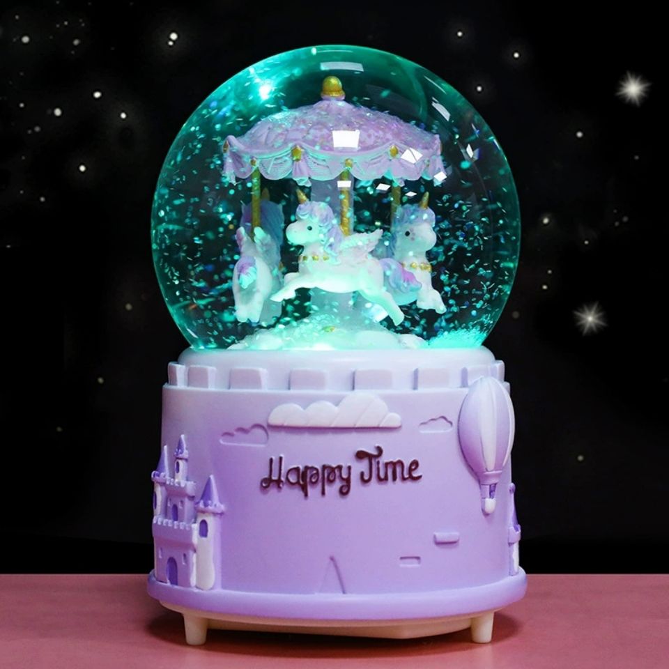 Lantern Snowflake European Carousel Glass Crystal Ball Music Box Girls Couples Children Birthday Gifts