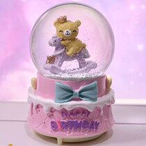 Creative Lantern Floating Snowflake Crown Bear Glass Crystal Ball Music Box Music Box Music Box Boys and Girls Birthday Gifts
