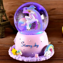 Creative automatic floating snowflake lantern rotating unicorn crystal ball music box boys and girls birthday gifts