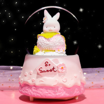 Creative lantern floating snow sweet cute sweet rabbit glass crystal ball music box girl childrens birthday gift