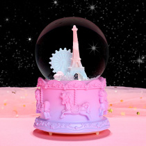 Lantern floating snow colorful Eiffel Tower glass crystal ball music box couple girls birthday gifts
