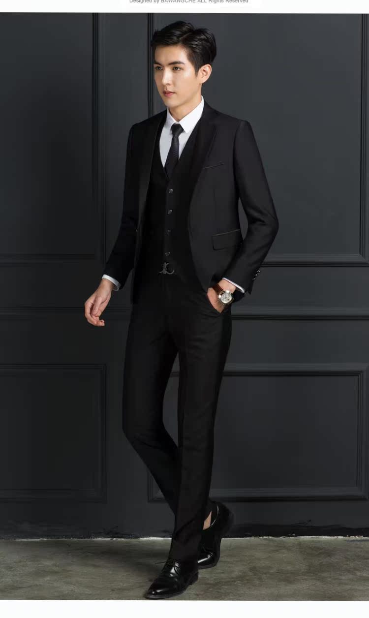 Bộ đồ vest nam ba mảnh tự kinh doanh phù hợp với bộ đồ nam áo phông nam