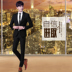 Bộ đồ vest nam bốn mảnh phù hợp với người Hàn Quốc áo len nam Suit phù hợp