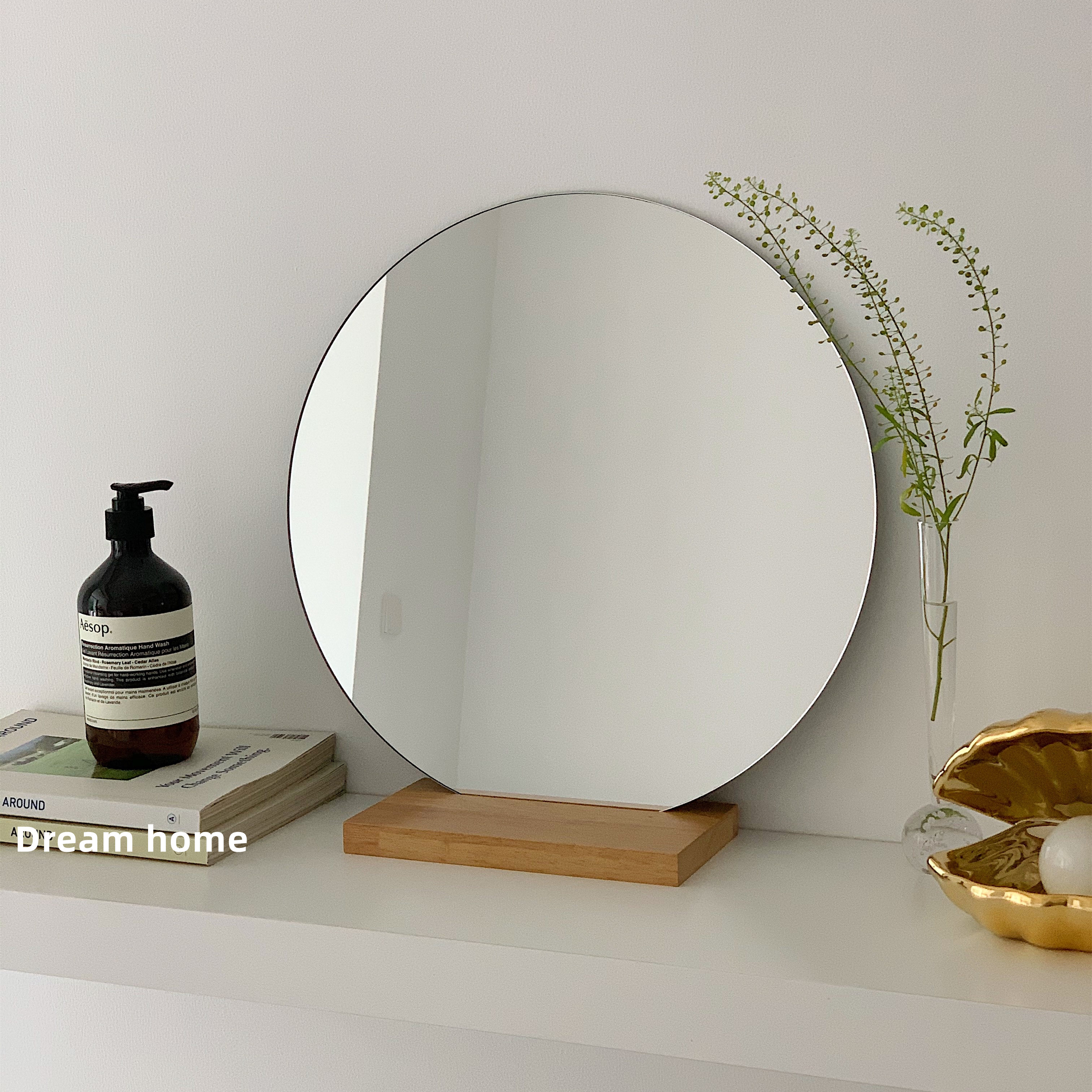 Dream home Korean ins blogger with the same irregular shaped round mirror homestay chic designer makeup mirror
