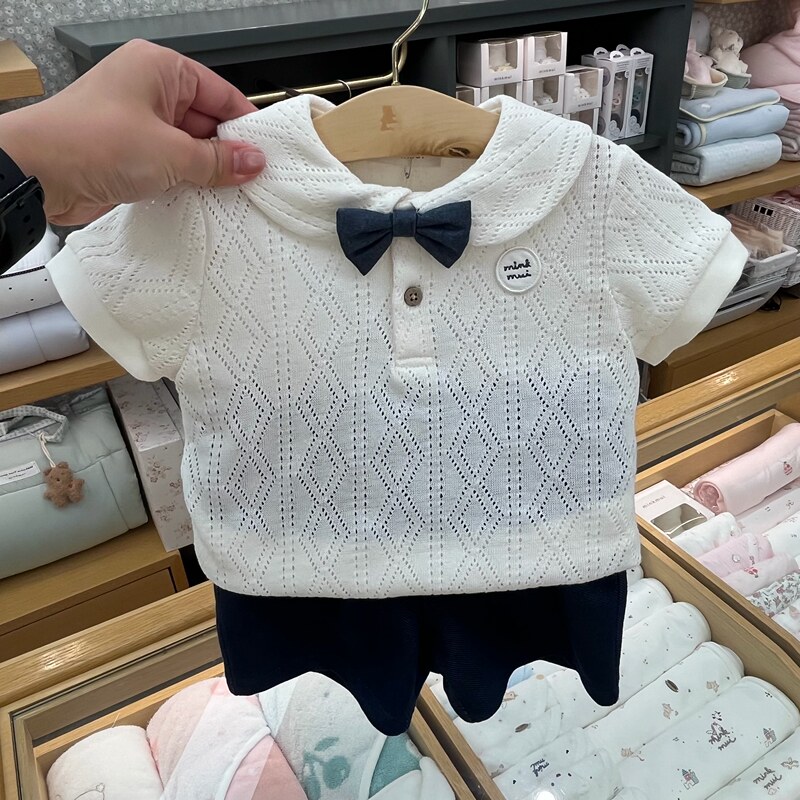 Korean Children's Clothing 26 Summer Style Boys and Girls Baby Fashionable Versatile Bow Tie Hundred-Day Neat Gentleman Formal Suit