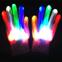 Wholesale Festivals Stage Dancing Seven Colorful Luminous Gloves Optical Fiber Gloves LED Gloves for entertaining Wee props