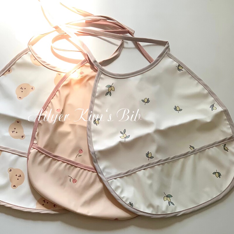 Golden Ariel Dē Bib - No Neck Limit/29×30Cm Tie-On Waterproof and Oil-Proof ins Meal Bib Pu