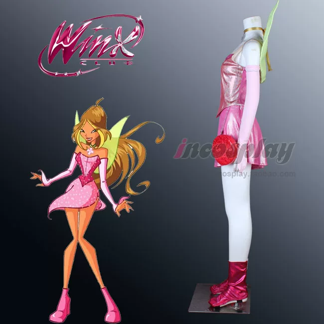 Косплей-костюм incosplay WinX Club Flora — первый сезон, женские размеры на заказ, с крыльями