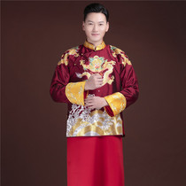  Huafen Chinese wedding dress custom mens Chinese wedding dress robe jacket star original wedding dress yellow collar dragon robe
