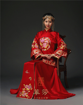  Chinese wedding dress Xiuhe dress Bridal wedding dress Hand embroidered ancient costume Wedding dress Republic of China wedding cheongsam wedding customization