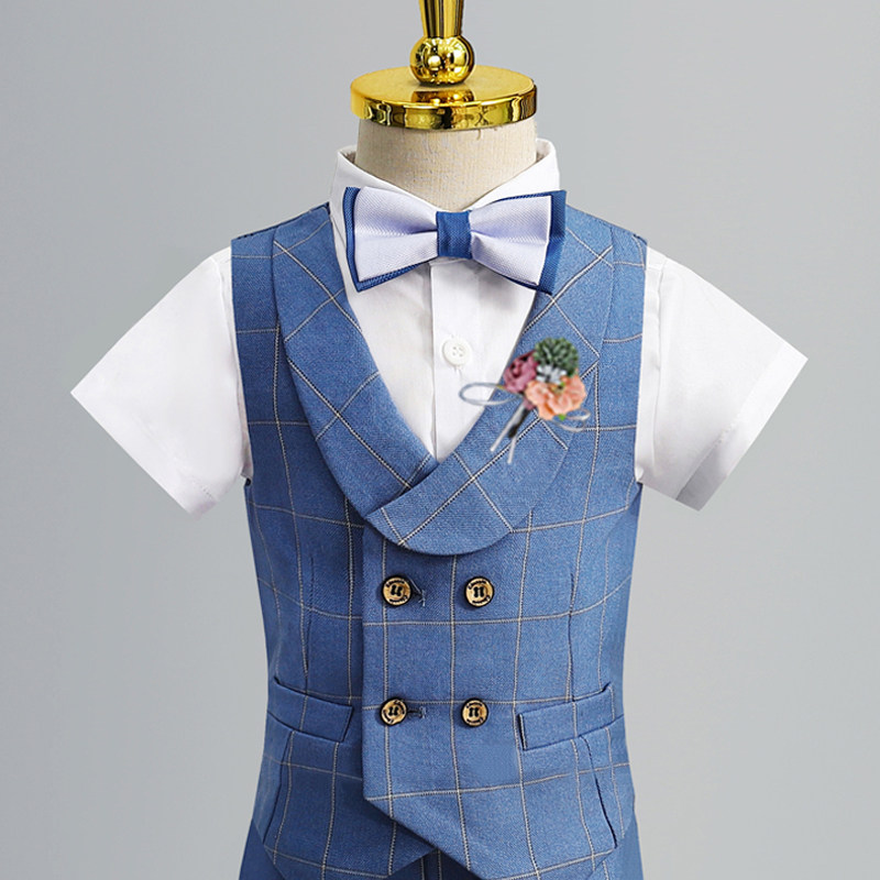 Children's one-year-old dress boy suit vest suit small host piano performance costume flower girl big boy summer