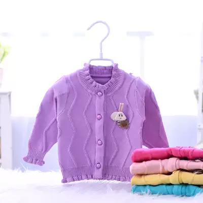 2021 Spring and Autumn Girls Sweater Cardigan Newborn Baby Cotton Knitted Shirt Baby Jacket Korean 0-1-2-3 Years Old