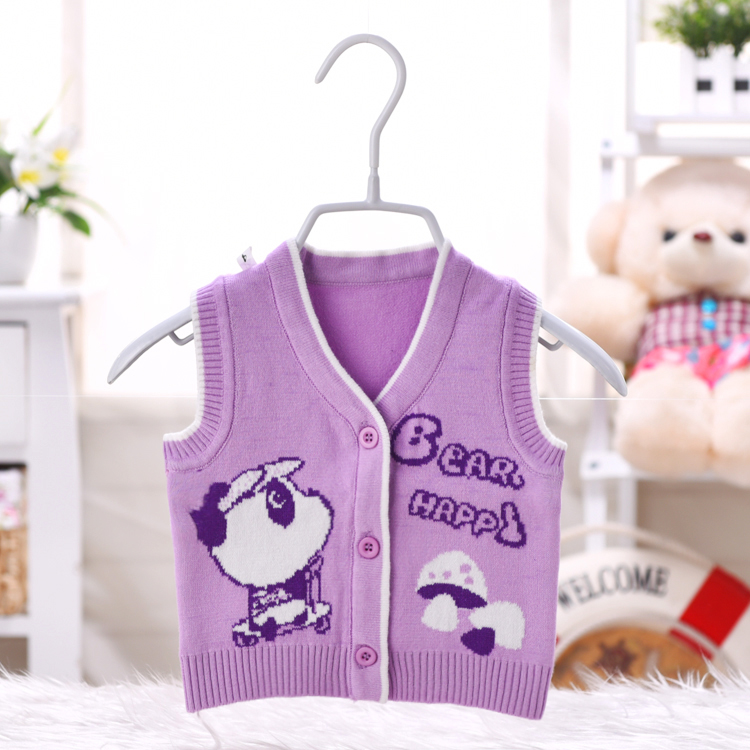 Bé vest mùa xuân và mùa thu chàng trai và cô gái vest áo len sơ sinh bé cardigan áo khoác cotton vest 0-1-2-3 tuổi