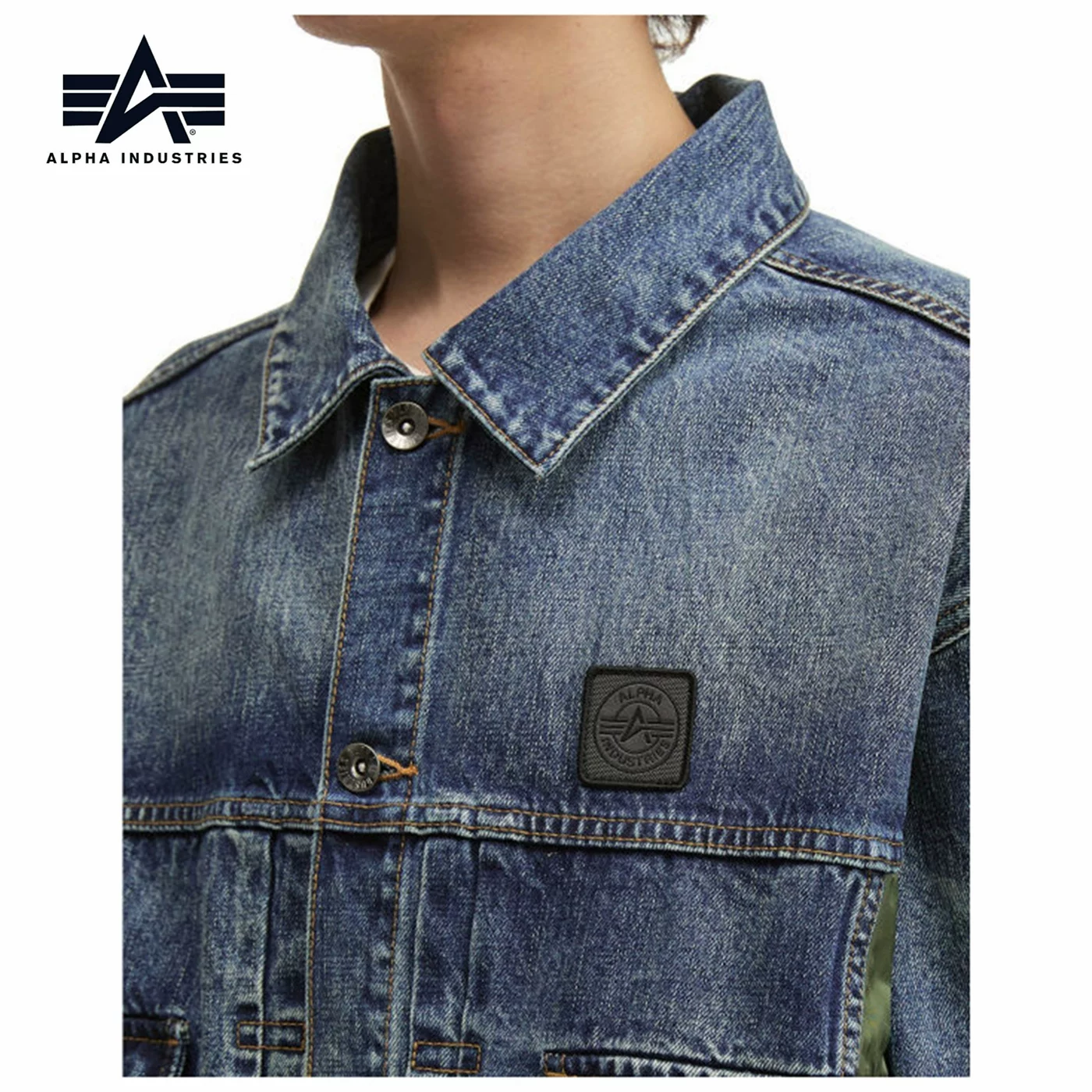 25 осенью мужская куртка Alpha Industries в стиле стежки джинсовая оригинальная Guodai 0059P