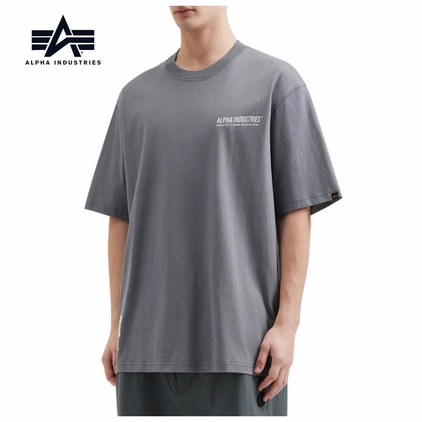 Трехцветная футболка с эмблемой Alpha Industries на круглом вырезе, для мужчин, весна-лето, крупная надпись Big Head Girl Kundai 0130Q