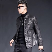 2023 Henning Genuine Cuir Cuir Habillement en cuir Jupe en cuir Slim Fit Shirt Soft Leather Casual Sheep Peeler Car Tide Jacket