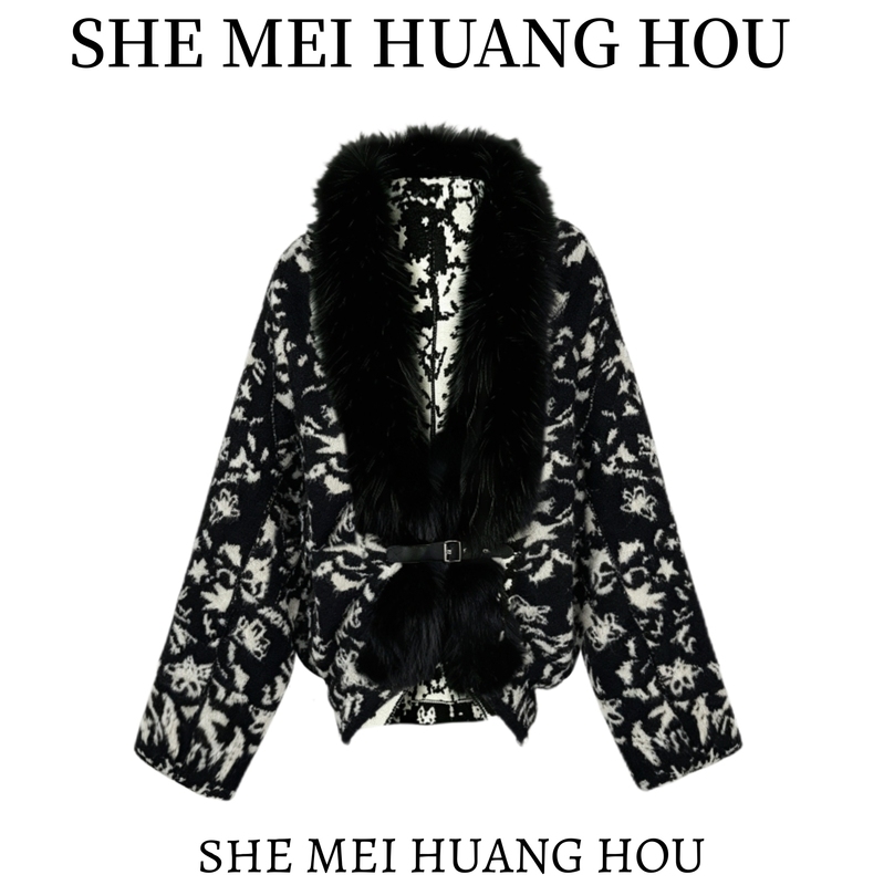 Raccoon Fur Raccoon Wool Patterned Knitted Top Jacket 6601 Raccoon Fur Raccoon Wool Patterned Knitted Top Jacket 6601